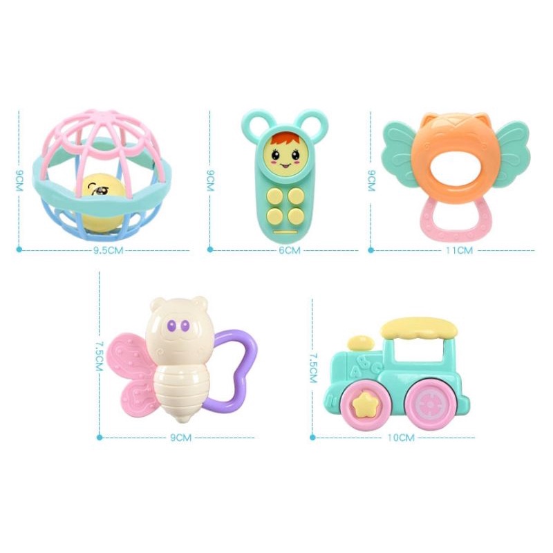 5in1 Set Mainan Bayi Rattle Teether Car Bola Hemat