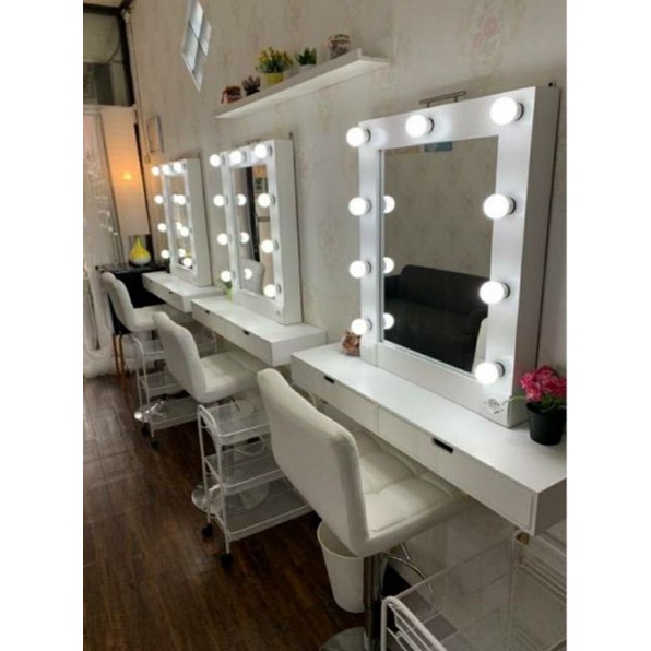 Kaca Cermin Salon Barber Make up Cermin Lampu Salon Rias kaca Meja Dinding