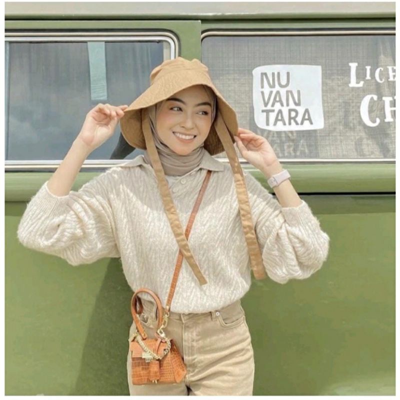 WIDE BUCKET HAT TALI WANITA SELEBGRAM TOPI WANITA TERMURAH