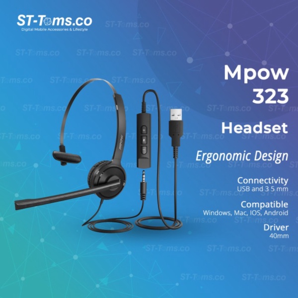 Jual Mpow 323 wired business headset Mono Headphone Limited