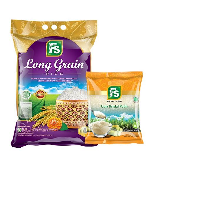 

♔ Food Station Bundling- FS Long Grain Purple 4 Kg Plus FS Gula Pasir 1 Kg ☁