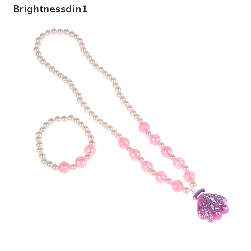 [Brightnessdin1] 2pcs/set Kalung Anak Perempuan Unicorn Bunga Kartun Putri Perhiasan Gadis Gelang Aksesoris Anak Perhiasan Hadiah Butik