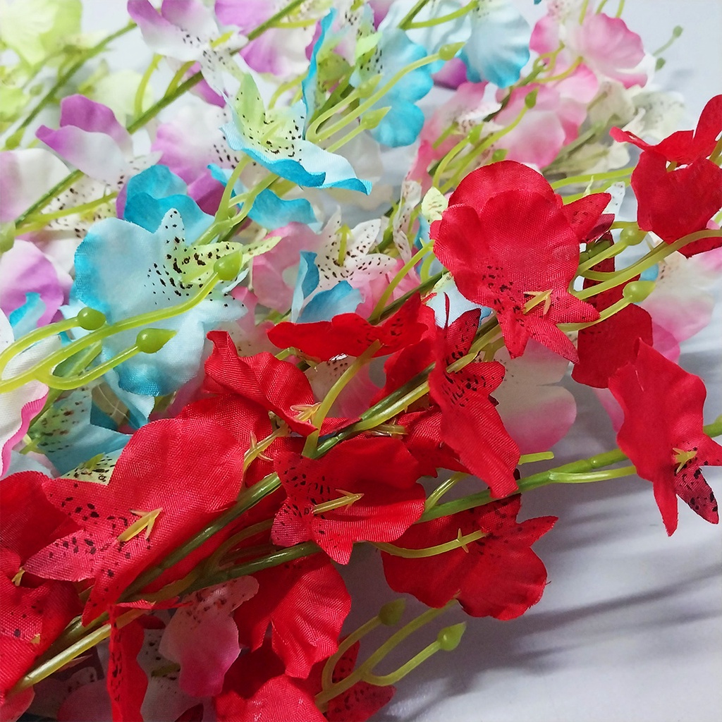 Bunga Orchid Hias Tangkai Buket Plastik Ornamen Pajangan Hiasan Dekorasi Ruangan Artificial Flower Satu7an PBP152