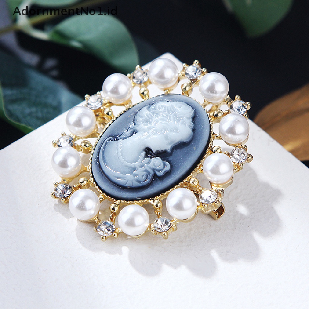 [AdornmentNo1] 1pc Bros Vintage Cameo Elegan Bros Potret Kepala Ratu Wanita Untuk Perhiasan [ID]