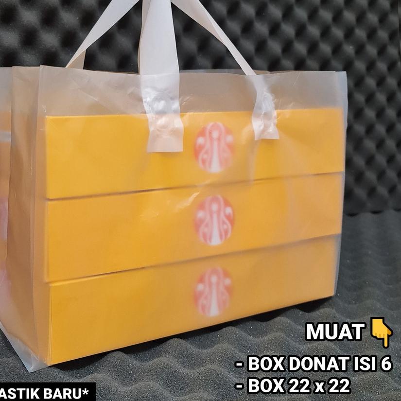 ☼ Kantong Plastik HD Donat 6 Pcs Isi 50 Lembar Kresek Bening Soft Handle Hampers ☜