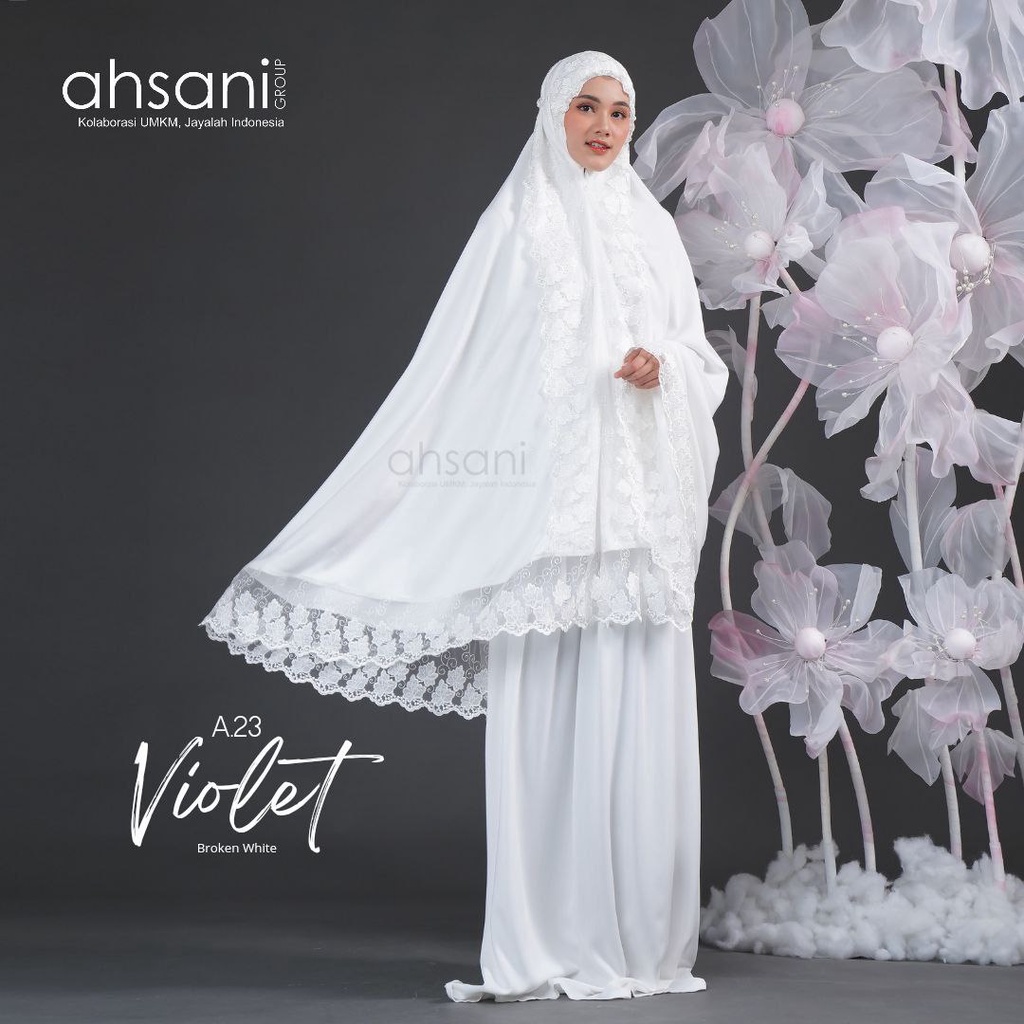 MUKENA AHSANI VIOLET | MUKENA RAYON TWILL PREMIUM | MUKENA HANTARAN BRANDED