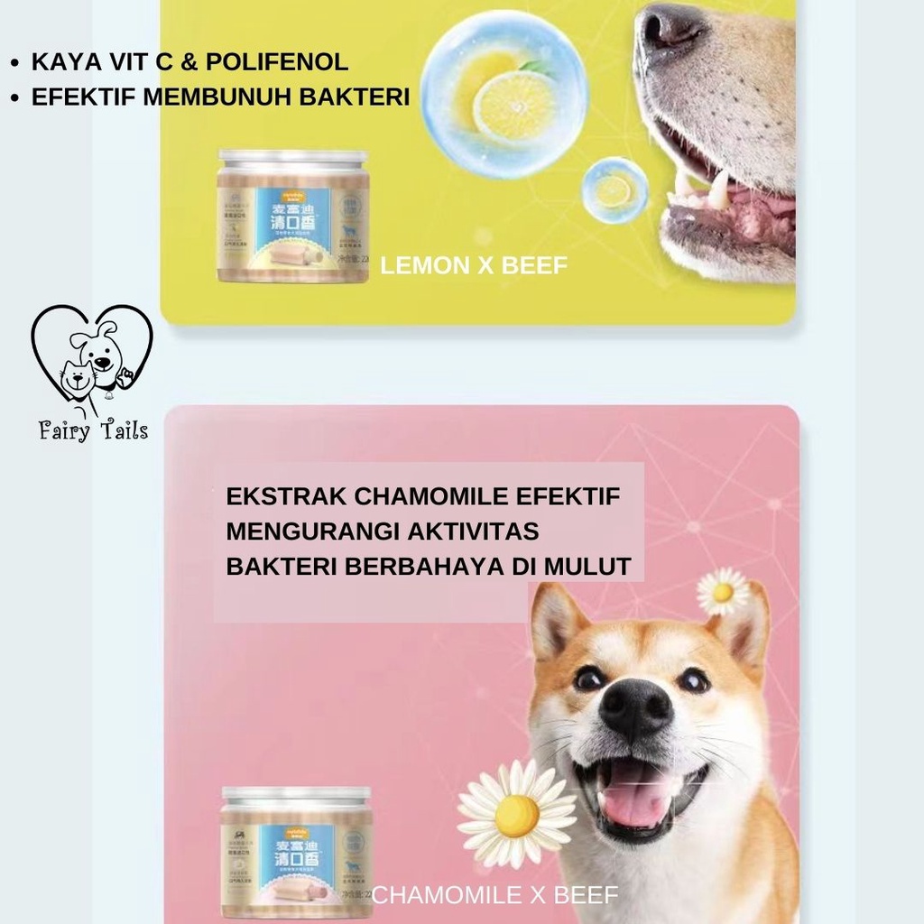 Dental Stick Chewing Gum Anti Bakteri Snack Kunyah Sehat Pembersih Gigi Untuk Anjing Anabul Mint Chamomile Lemon / Chew Stick Antibacterial Series Cleaning Teeth Healthy Treat for Dog