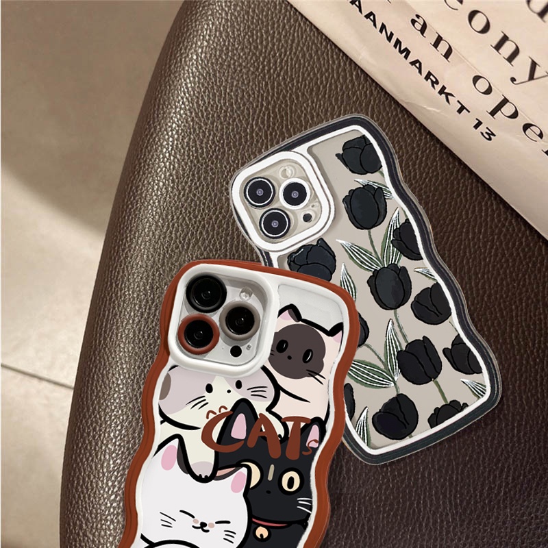 Case Untuk Iphone14 14 Pro MAX 11 Pro 11 Pro Max12 12 Pro 12 Pro MAX iPhone 13 Pro MAX X XR XS MAX 6 6S 7 8 Plus SE 2020 Desain Kartun Kucing Bebek Warna Lucu Besar Case Gelombang DGX