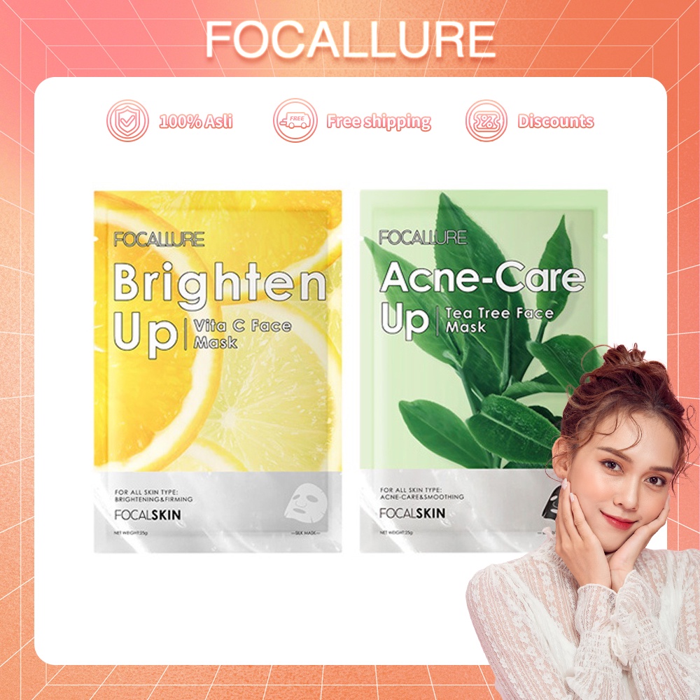 Focallure Masker wajah Vitamin C Face Mask brighten up/ Acne-Care Mask-Energy Sheet Mask Facial Sheet Skin Care FASC03