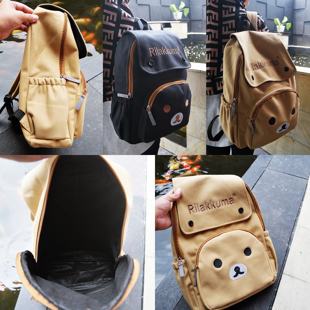 Ransel Rilakkuma 02-6189 bahan beludru tebal ukuran besar THR