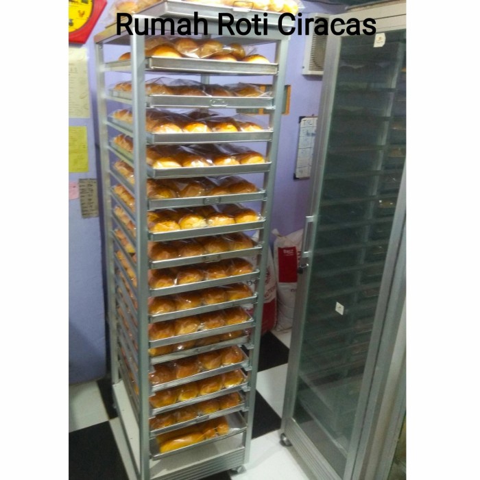 TROLY RAK LOYANG ROTI TROLLEY BAKERY SUSUN 15 SLOT PAN RAK MURAH