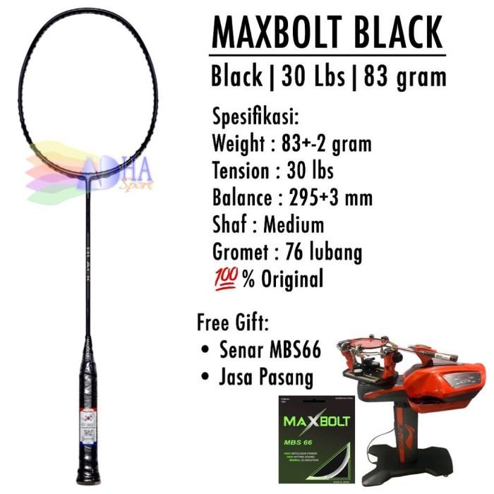 Raket Badminton Maxbolt Black Original Adhasport