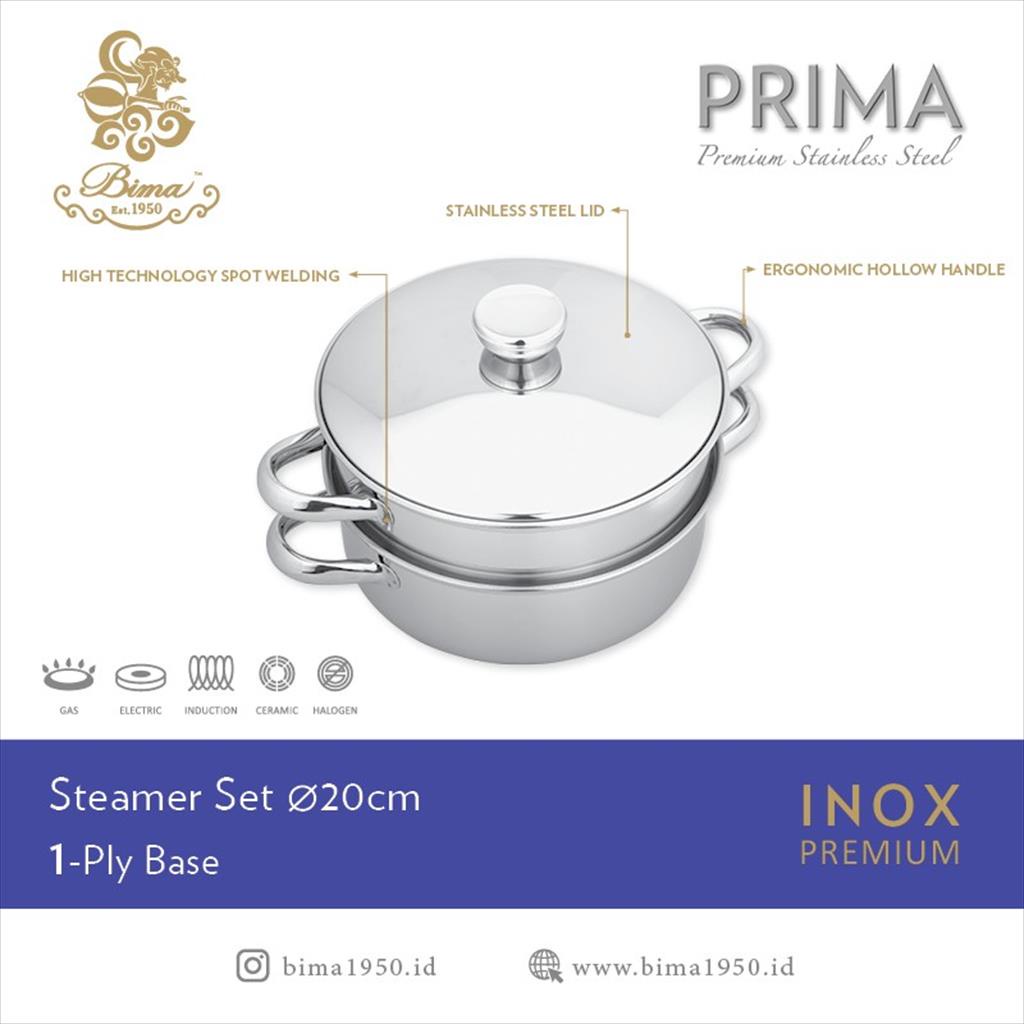 BIMA PRIMA PANCI STEAMER 20 CM KUKUS B2007020SS 2 TINGKAT SUSUN