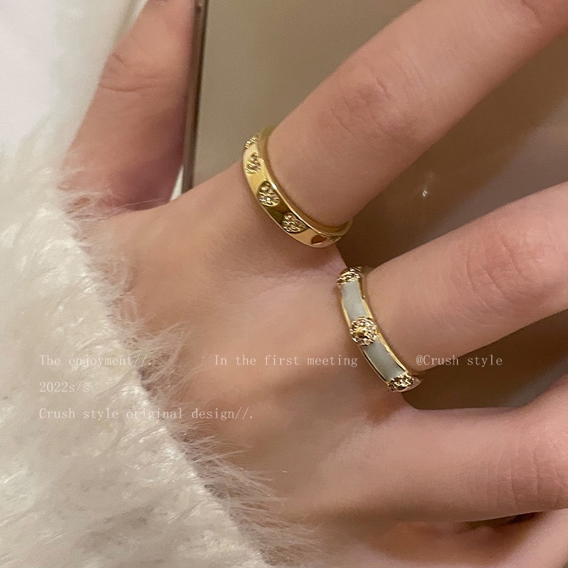 Cincin Open Bunga Mutiara Fashion Alloy Zircon Berbentuk Hati Untuk Wanita