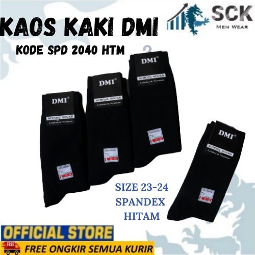 Kaos Kaki Sekolah Panjang DMI 2040 Polos Hitam / Kaos Kaki SMA SMP DMI 2040 Premium