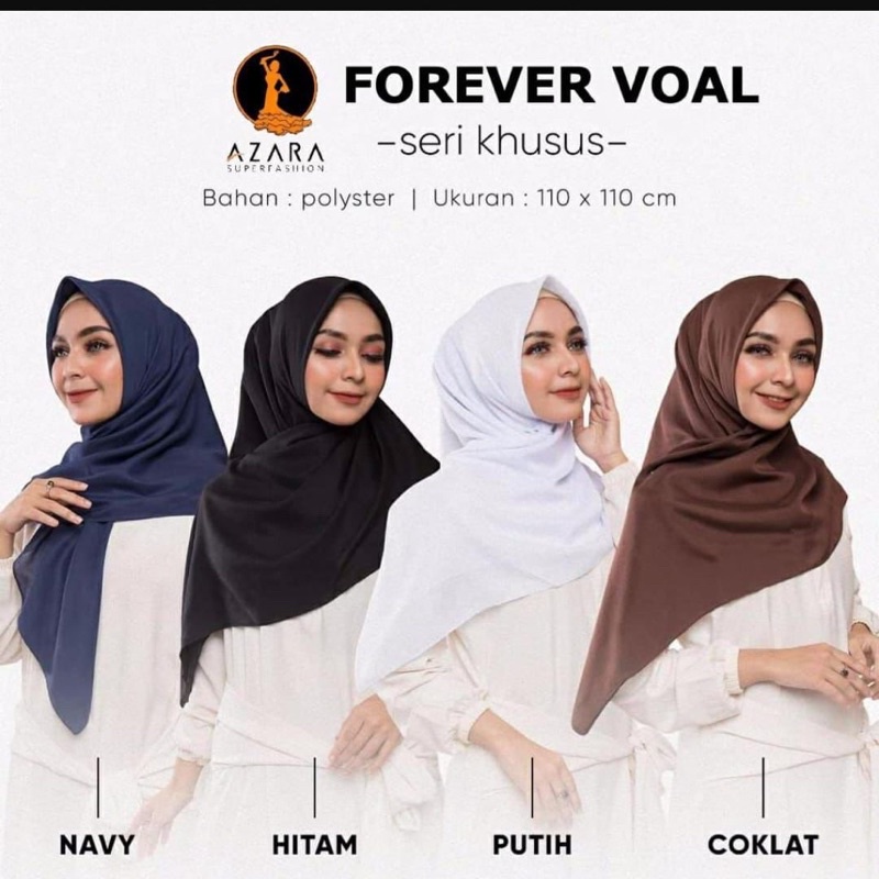 Agen Supplier Grosir Hijab Azara Forever Voal 4c Jilbab Segiempat Polos Jilbab Segiempat Terlaris