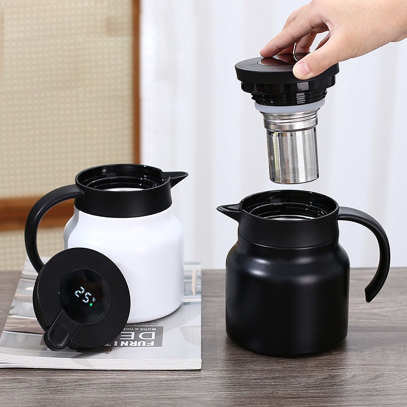 Coffee Pot Thermos 316 Stainless Steel 1000ML Double Wall Vacuum Temperature Display Air Panas Pot Thermal Flask