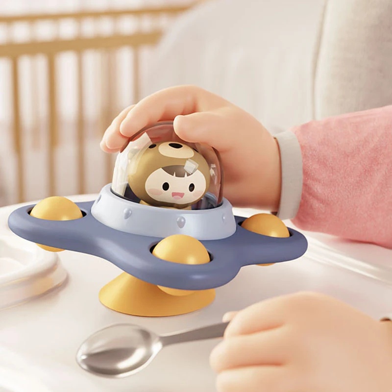 Kartun Bayi Tangan Spinner Mainan Beruang Katak UFO Berputar Mainan Kerincingan Balita Tangan Gelisah Sensory Mainan Tahan Air Mandi Mainan Dengan Suction Cup Untuk Anak 1sampai5tahun