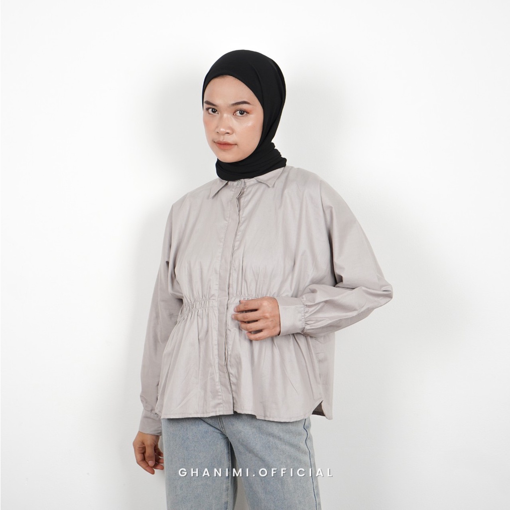 Ghanimi - Azila Shirt / Kemeja Katun Polos / Kemeja Kerja / Kemeja Santai / Kemeja Casual / Kemeja Polos / Kemeja Timeless / Kemeja Serut Karet