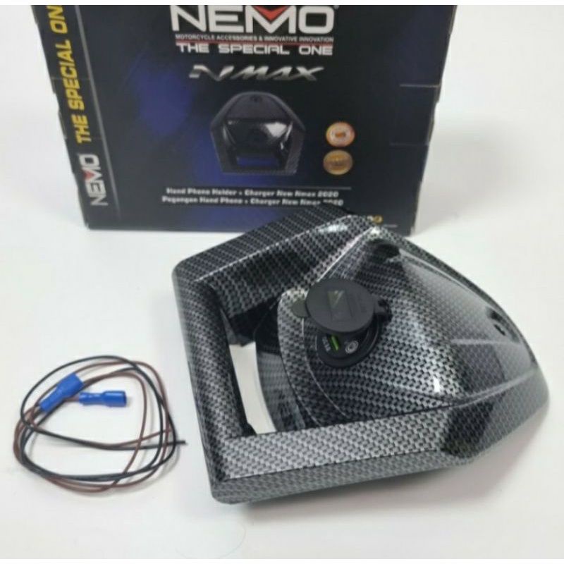 cover stang carbon nemo + USB charger Nmax 2020 2021 2022 2023