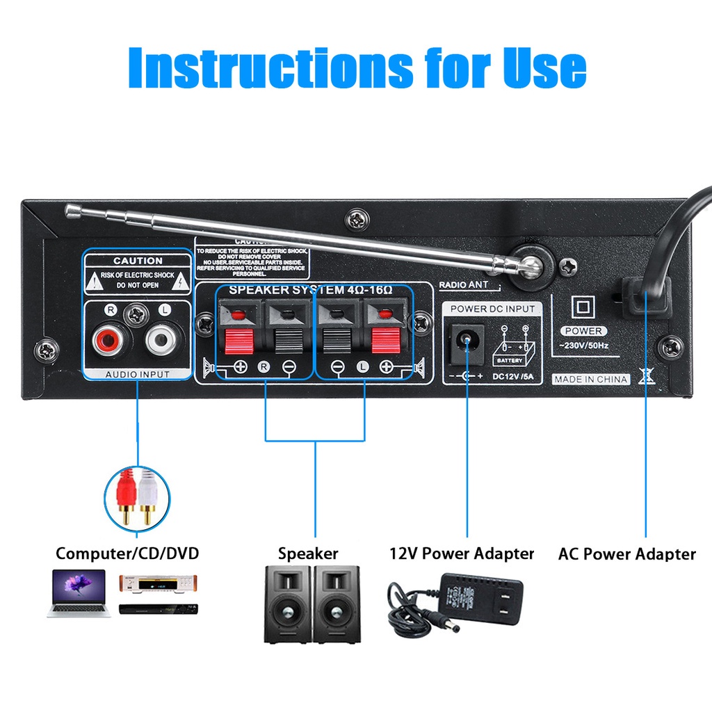 BAYAR DI TEMPAT POWER AMPLIFIER BLUETOOTH SUBWOOFER 600WATT LED DIGITAL RADIO 100%ORIGINAL AMPLIFIER KARAOKE LED
