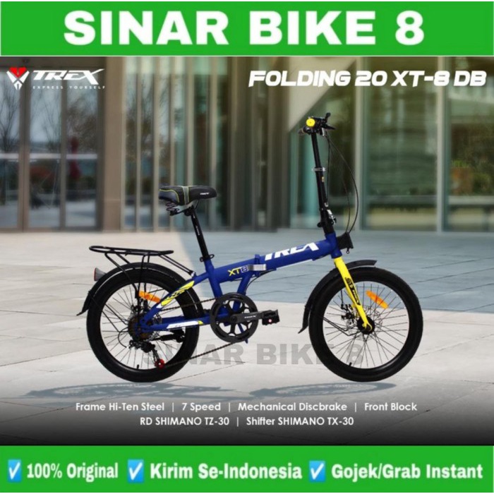 Sepeda Lipat TREX XT-8 DB 7 Speed Folding Bike Ukuran 16 &amp; 20 inch