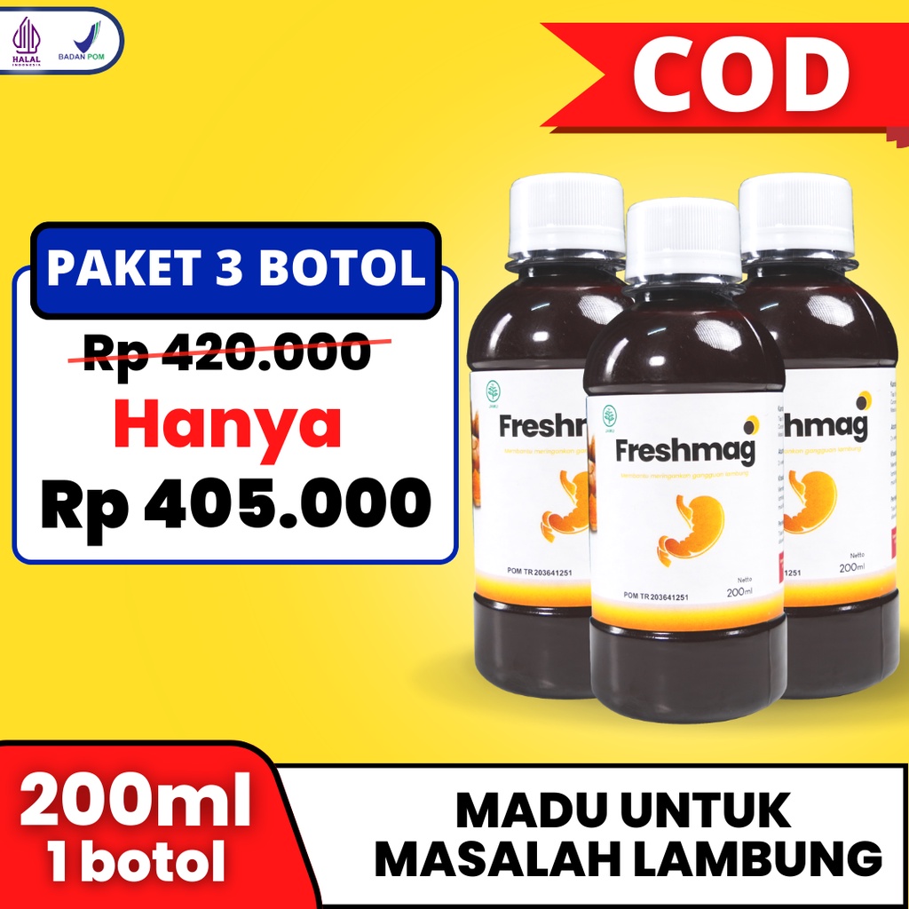 3 Botol Freshmag Original - Fresh Maag Presmag Madu Herbal Alami Atasi Masalah Lambung Gerd Infeksi