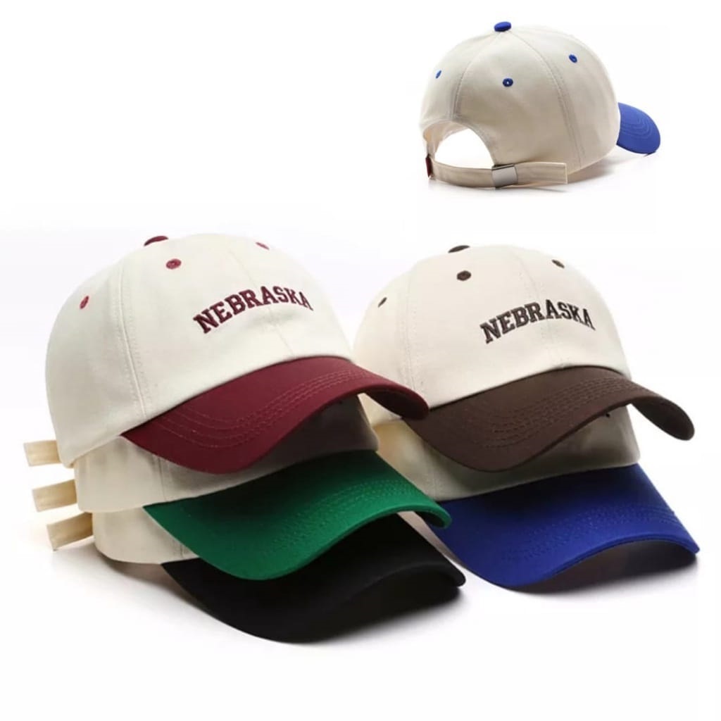 TERPOPULER Topi Bisbol Unisex Bordir Nebraska Desain Modis Dua Warna / Topi Baseball Olahraga Kepar Material Katun