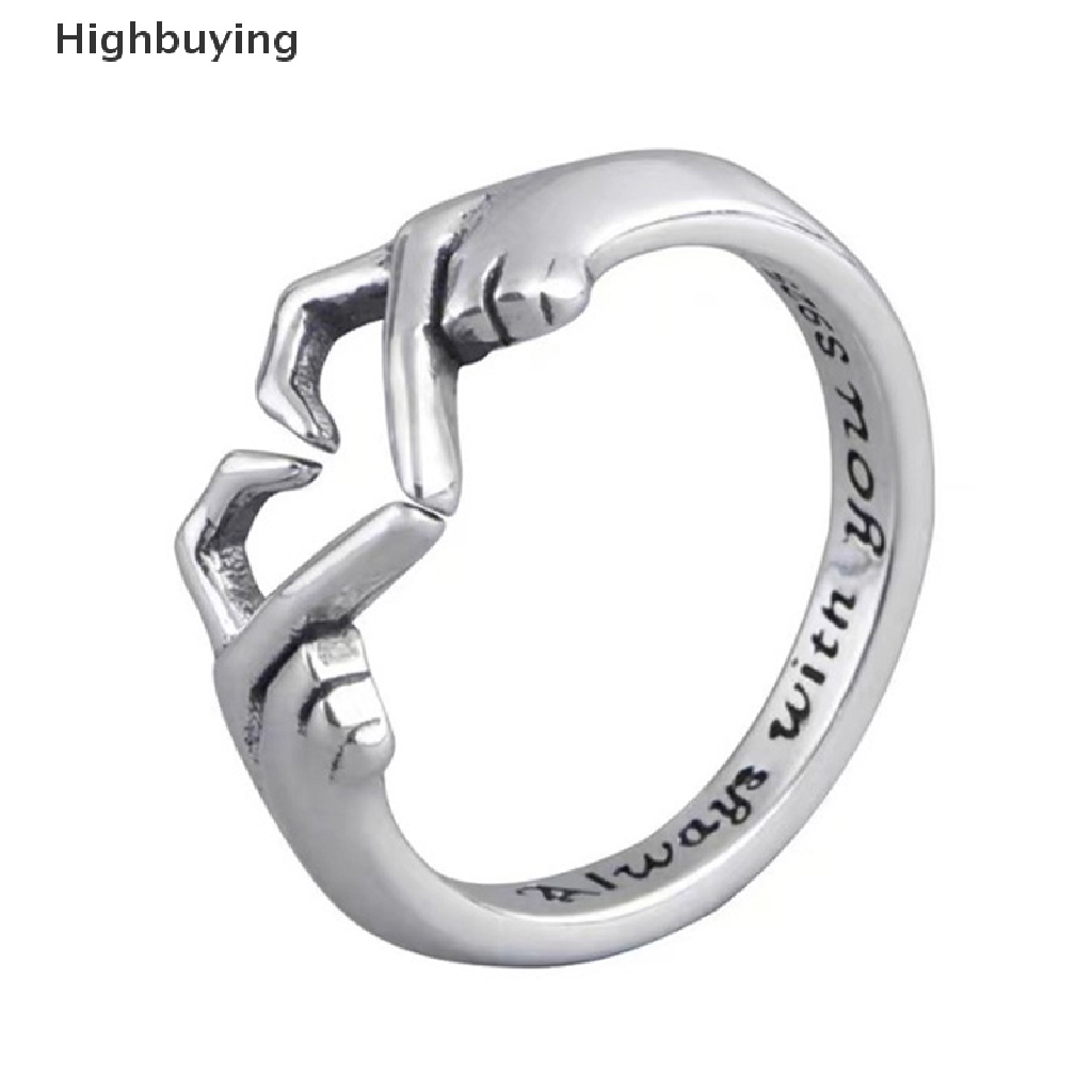 Hbid Desainer Double Hand Heart Couple Rings Untuk Wanita Cinta Peluk Tangan Cincin Kawin Valene Day Gift Adjustable Jewelry Glory