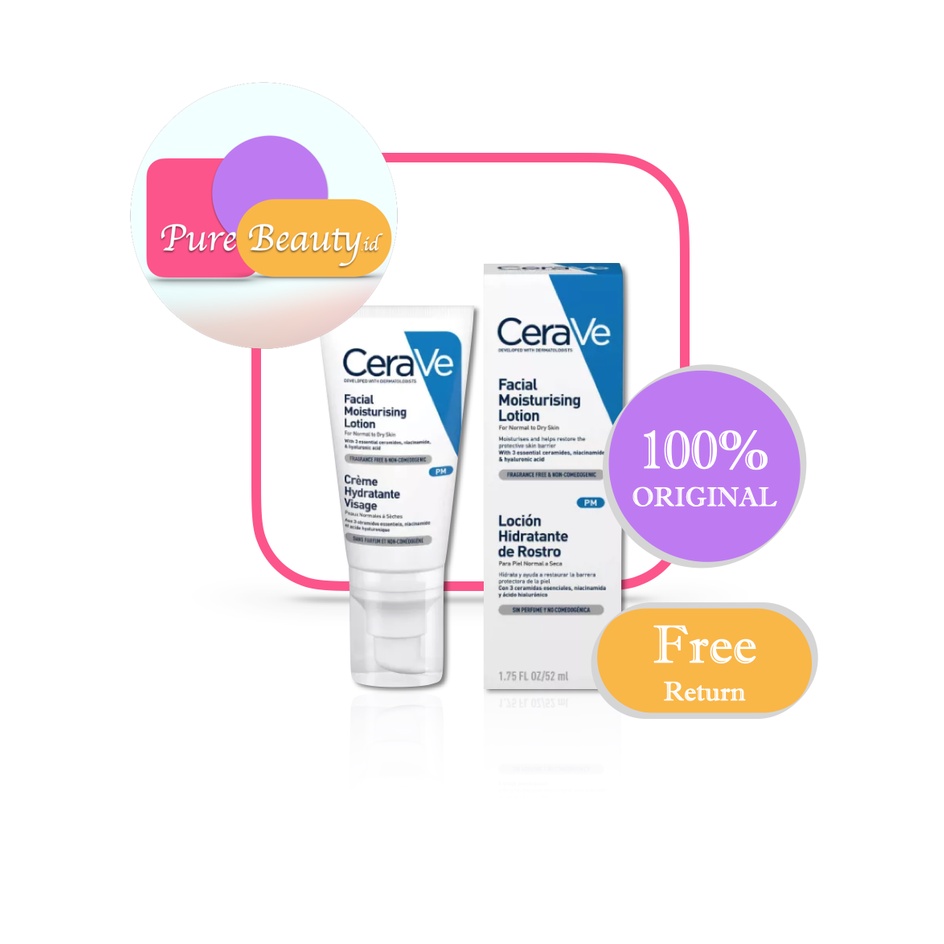 CeraVe Facial Moisturising Lotion 52ml Ceramides Krim pelembab Sekaligus pencerah Night cream ❤100% Original ❤