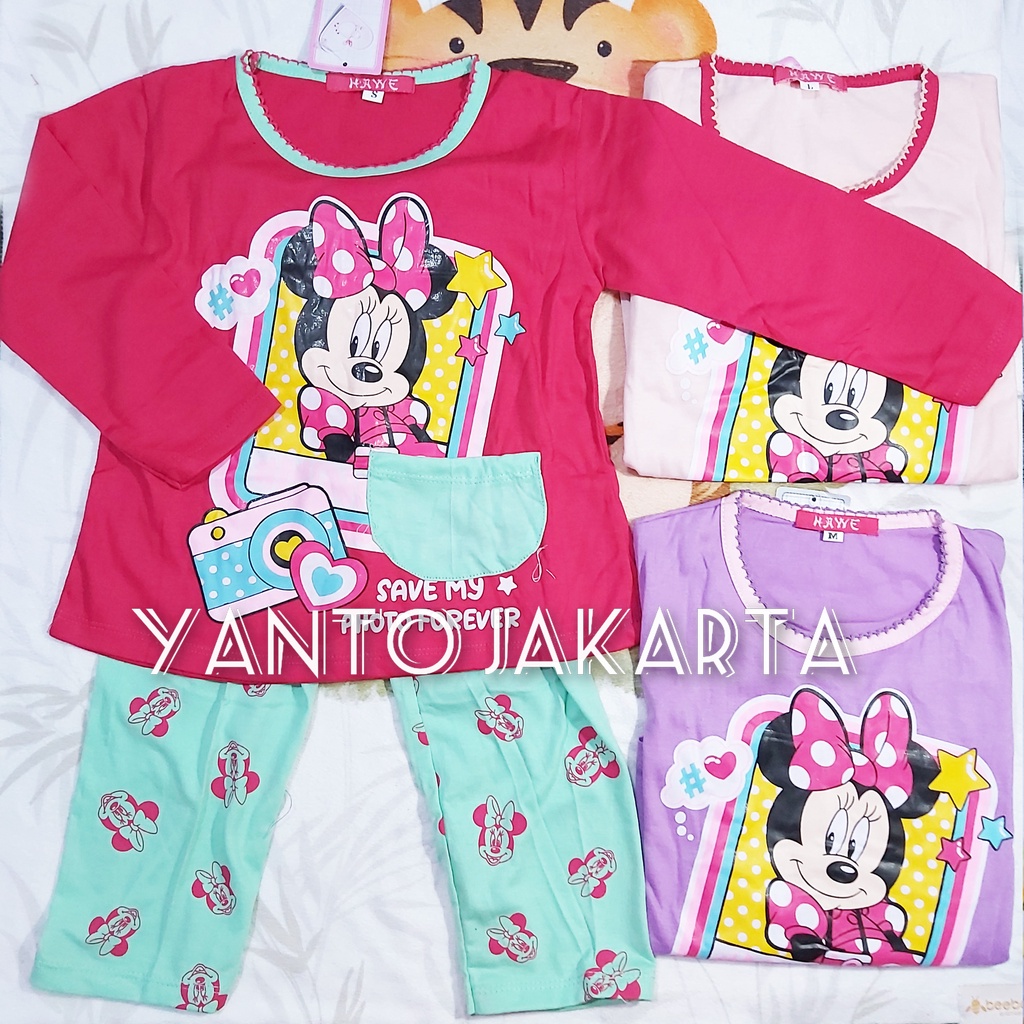 BAJU TIDUR ANAK PEREMPUAN MINNIE LENGAN PANJANG