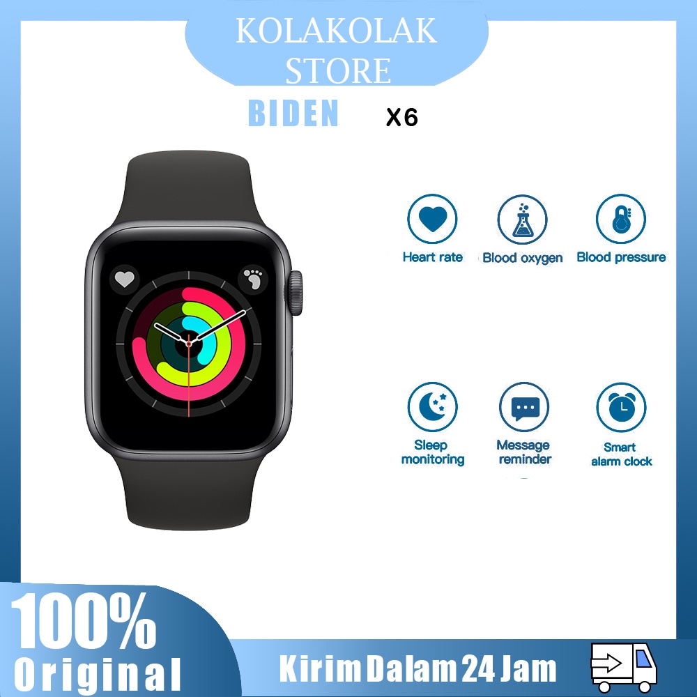 BIDEN Jam Tangan Pria/Wanita Smart Watch X6 Olahraga Gaya  Rekreasi Multifungsi Tampilan Anti Air Tali Silikon Smart Watch