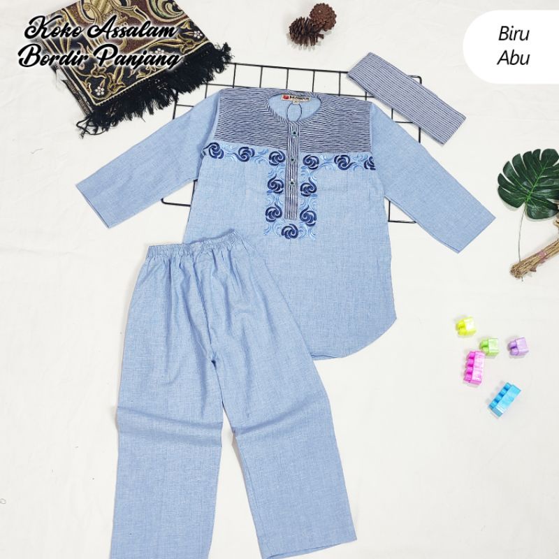 Koko Pakistan Anak / Koko Assalam Bordir / Baju Koko Anak Lengan Panjang