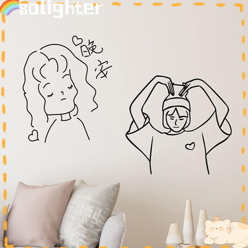 Solighter Gadis Potret Stiker Kreatif Kamar Mandi Wallpaper DIY Ornamen Dinding Art