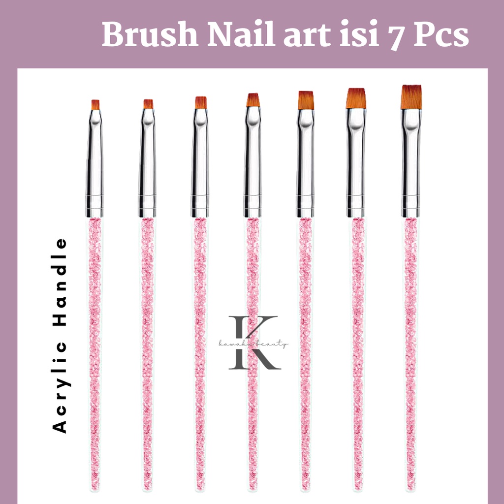 Brush Nail Art Flat Head Set 7 Size (NP-13)