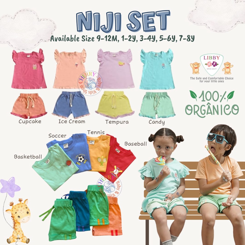 Libby Niji Set 9 Bulan - 8 Tahun Libby Earth Series Setelan Ruffle Anak Perempuan / Setelan Basic Sport Anak Laki Laki CBKS