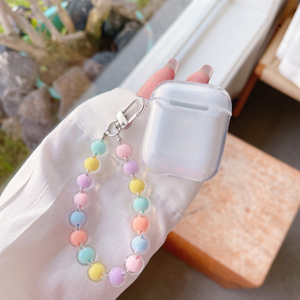 Korea Lucu Beruang Bening Earphone Case Kompatibel Untuk Airpods1 2 Pro Dengan Manik-Manik Gelang Pelindung Soft Cover Kompatibel Untuk Airpods 3rd Air pods Pro2