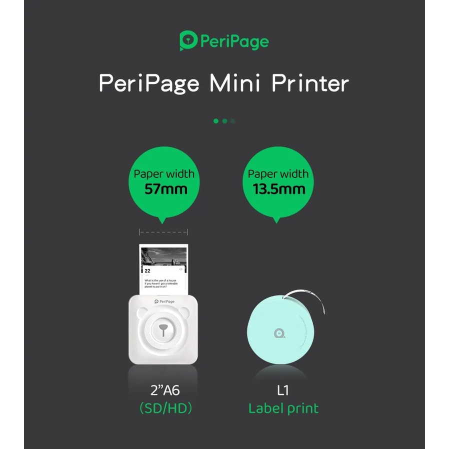 AKN88 - PERIPAGE A6 203 DPI - Mini Pocket Wireless Thermal Photo Printer