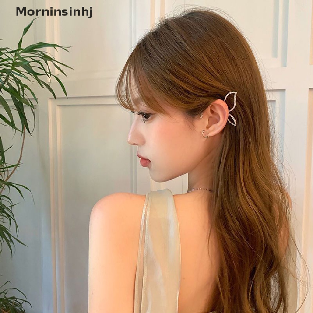 Mornin Logam Klip Telinga Untuk Wanita Manis Indah Berkilau Kristal Kupu-Kupu Klip Anting-Anting Berongga Anting Klip Anting Pernikahan Perhiasan Hadiah id