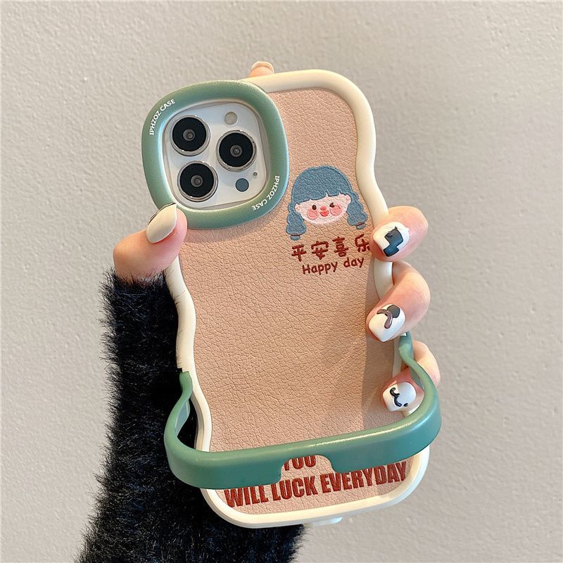 IPHONE Casing Ponsel Bentuk Gelombang Desain Wajah Samping Anak Laki-Laki Dan Perempuan Yang Lucu Kecil Kompatibel Dengan Iphone12 13 14 11 Pro Max Jjhng