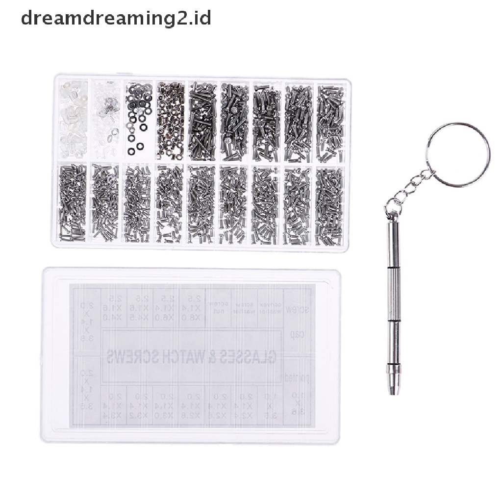 (dream) 1000 Pcs Sekrup Kecil Mur &amp; Obeng Jam Tangan Kacamata Reparasi Tool Kit New  .