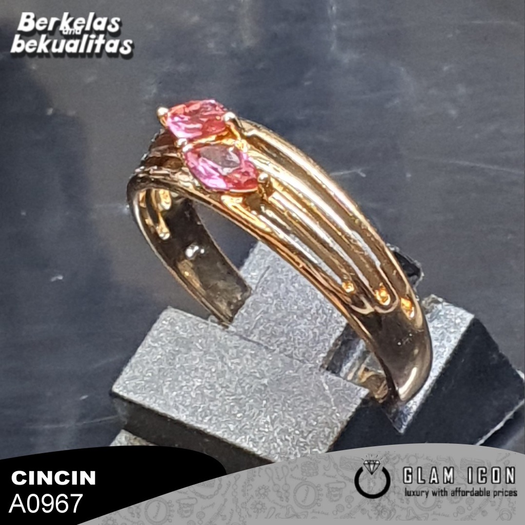 Cincin Wanita Motif layer dua Mata Pink C0967 CCG