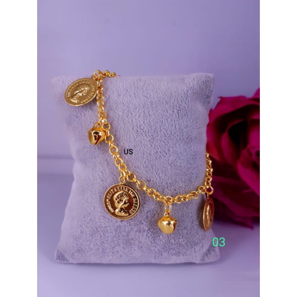 Gelang Wanita Model Rantai Kerincing Liontin Koin