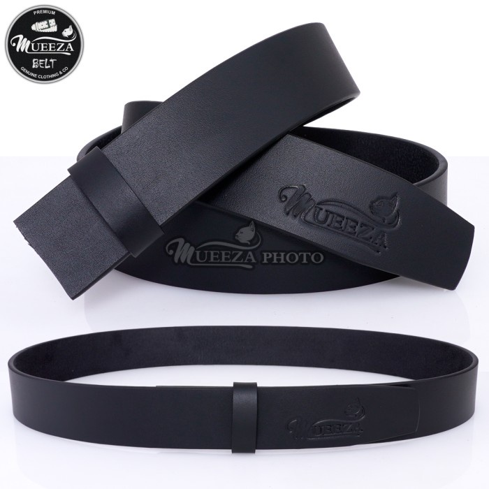 Sabuk Tali Ikat Pinggang Kulit Pu Premium Mueeza Belt Sabuk kulit Big size - Hitam, L 3,3cm P 115cm 