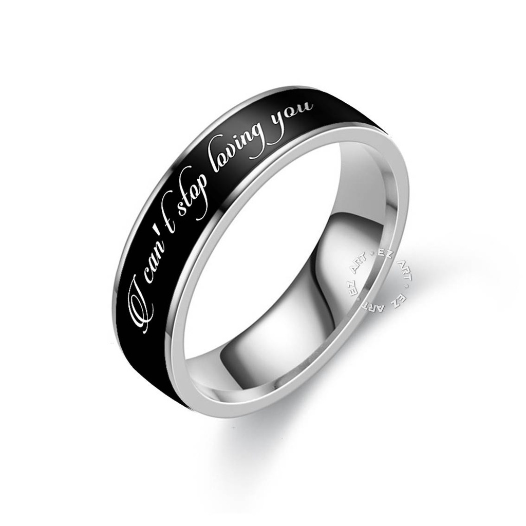 CINCIN CUSTOM TULISAN NAMA TANGGAL TEKS STAINLESS ANTI KARAT MODEL SIMPLE CLASSIC