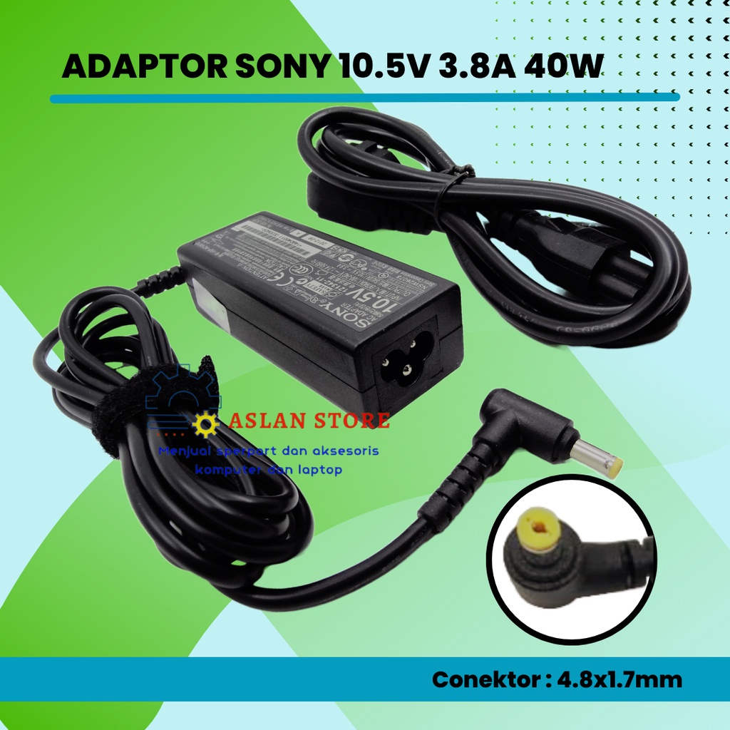 Adaptor Charger Original Sony Vaio 11 Series 10.5V - 3.8A DC 4.8x1.7 mm SONY Vaio PRO 11 13 DUO13 SVP132A1CL SVP132A1CW SVP132A1CM