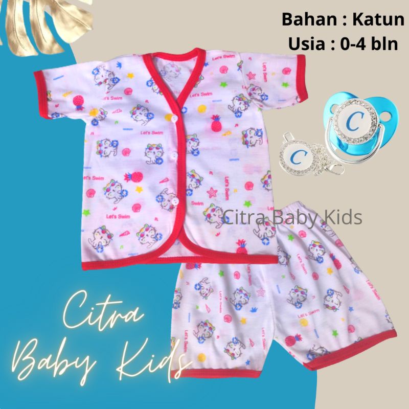 Setelan Bayi Lengan Pendek Baju Bayi Baru Lahir Tangan Pendek Set Baby Newborn SETELAN PENDEK KTTY