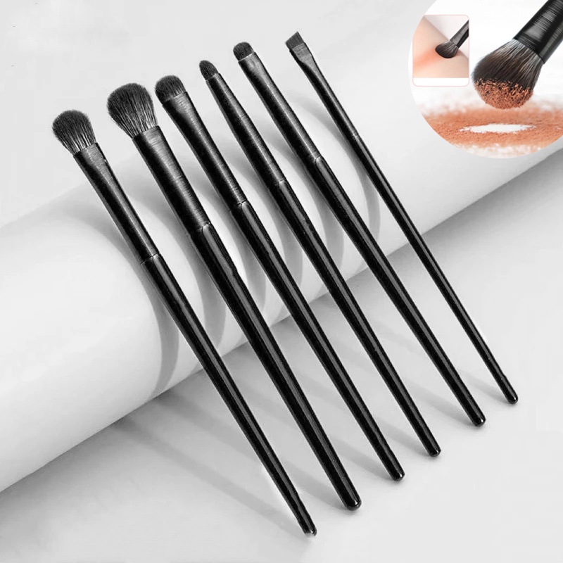 5per6pcs Set Brush Makeup Profesional/Brush Makeup Mata Sintetis Premium/Brush Makeup Kit Untuk Mengaplikasikan Bedak, Eyeliner, Alis, Eye Shadow/Alat Kosmetik Basic Harian