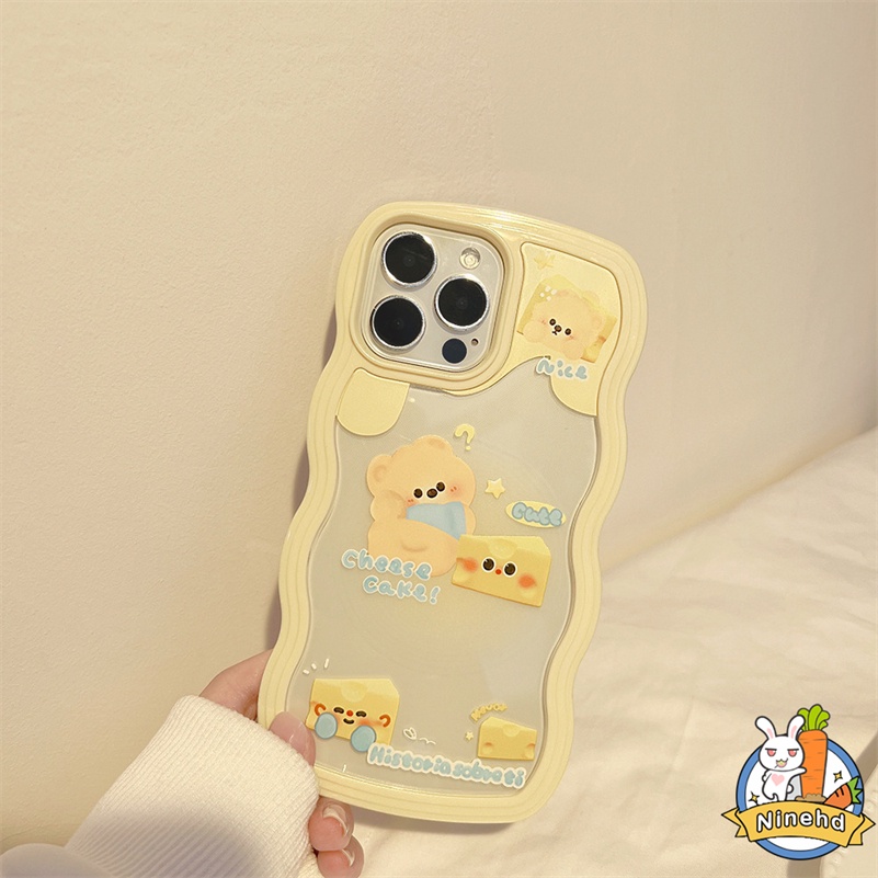 Samsung Samsung A14 A04s A04e A04 A03s A03 A13 A12 A22 A32 A33 A54 A53 A73 A23 M23 A52s A52 A72 A71 A51 A31 A02s A21s A34 A50 A50s A30s A30 A20 A11 A10 S20 S21 FE S22 Ultra Cute Cheese Bear Bening Glossy Lembut Bergelombang Pelindung Tepi Casing Handphone