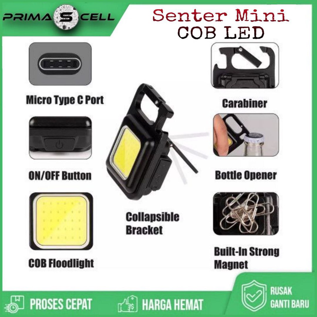 Senter Mini Keychain COB LED Light Gantung